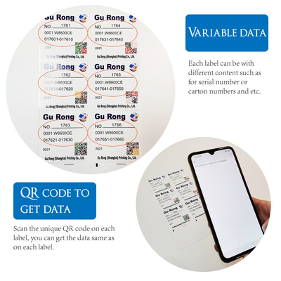 La etiqueta variable brillante de los datos que imprime BOPP impermeabiliza etiquetas engomadas del código de Qr