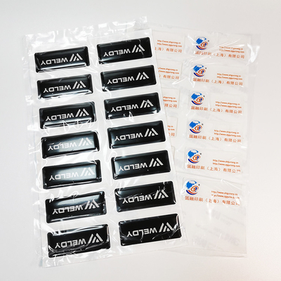 Etiquetas engomadas adhesivas brillantes modificadas para requisitos particulares de la resina de epoxy de las etiquetas engomadas de epoxy 3D