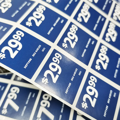 Papel de imprenta rotatorio auto-adhesivo del vinilo de las etiquetas al por menor de encargo ovales rectangulares