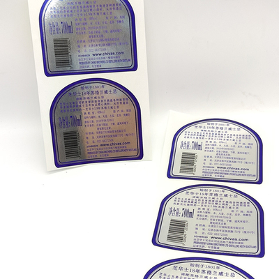 Etiquetas adhesivas adhesivas de grabación en relieve de la botella de vino de Pantone CMYK de las etiquetas del vino