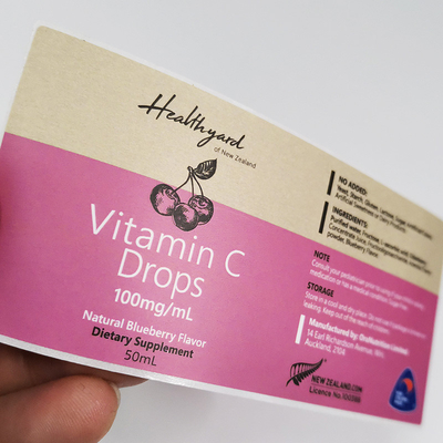 Etiqueta farmacéutica desprendible que imprime etiquetas de la botella de la vitamina de CMYK