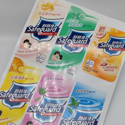 Etiquetas de grabación en relieve de los productos de limpieza de la película de las etiquetas BOPP del esencial del hogar