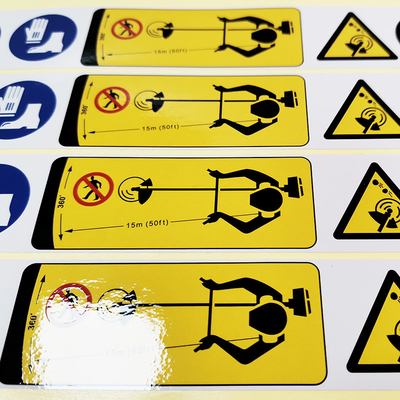 Etiquetas engomadas peligrosas de cuidado de la muestra del peligro rectangular de las etiquetas autoadhesivas CMYK de la película de BOPP